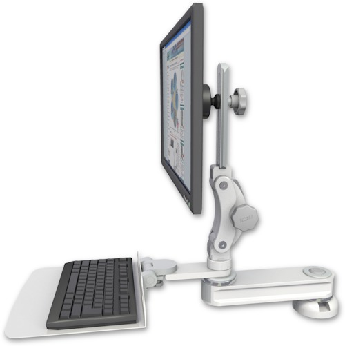 AccessMount™ Short single arm T2 Paralink LCD arm desk mount with a 12" flat keyboard tray