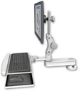 AccessMount™ Short single arm T2 Paralink LCD arm desk mount with a wrist-rest keyboard tray