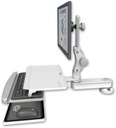 AccessMount™ Short single arm T2 Paralink LCD arm desk mount with a work surface tray and slide-out keyboard tray