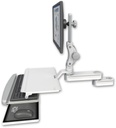 AccessMount™ Short single arm T2 Paralink LCD arm mount for a 2" pole with a work surface tray and slide-out keyboard tray