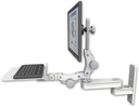 AccessMount™ Short single arm T2 Paralink LCD arm wall mount with a 12" flat paralink keyboard tray