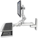 AccessMount™ Short single arm T2 Paralink LCD arm wall mount with a paralink keyboard tray w/ wrist rest bend