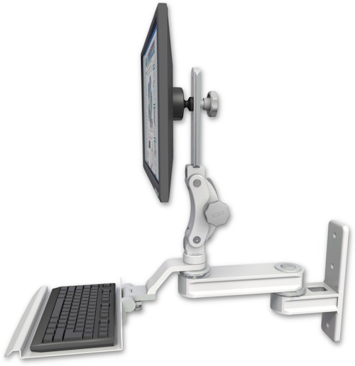 AccessMount™ Short single arm T2 Paralink LCD arm wall mount with a 12" keyboard tray