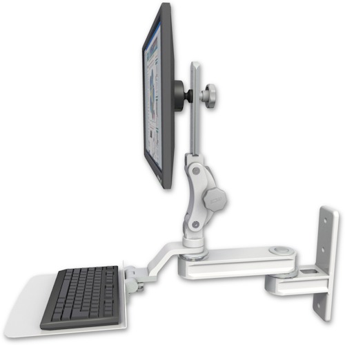 AccessMount™ Short single arm T2 Paralink LCD arm wall mount with a 12" flat keyboard tray