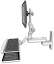 AccessMount™ Short single arm T2 Paralink LCD arm wall mount with a wrist-rest keyboard tray