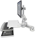 AccessMount™ Short T2 Paralink LCD arm desk mount with a work surface tray and slide-out keyboard tray