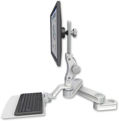 AccessMount™ Short T2 Paralink LCD arm mount for a 2" pole with a 12" flat keyboard tray