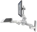 AccessMount™ Short T2 Paralink LCD arm wall mount with a 12" flat paralink keyboard tray
