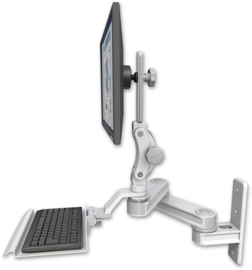 AccessMount™ Short T2 Paralink LCD arm wall mount with a 12" keyboard tray
