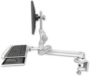 AccessMount™ Medium T2 Paralink LCD arm desk clamp with a wrist-rest keyboard tray