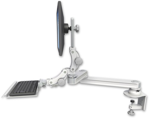 AccessMount™ Medium T2 Paralink LCD arm desk clamp with a 12" paralink keyboard tray
