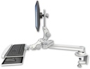 AccessMount™ Medium T2 Paralink LCD arm desk clamp with a paralink keyboard tray w/ wrist rest bend
