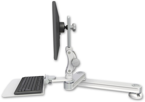AccessMount™ Medium T2 Paralink LCD arm desk mount with a 12" flat keyboard tray