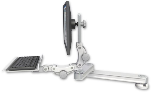 AccessMount™ Medium T2 Paralink LCD arm desk mount with a 12" paralink keyboard tray