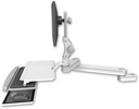 AccessMount™ Medium T2 Paralink LCD arm mount for a 2" pole with a work surface tray and slide-out keyboard tray