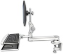 AccessMount™ Long single arm T2 Paralink LCD arm desk clamp with a wrist-rest keyboard tray