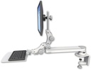 AccessMount™ Long single arm T2 Paralink LCD arm desk clamp with a 12" flat paralink keyboard tray