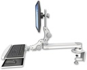 AccessMount™ Long single arm T2 Paralink LCD arm desk clamp with a paralink keyboard tray w/ wrist rest bend