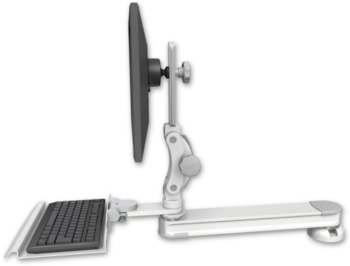 AccessMount™ Long single arm T2 Paralink LCD arm desk mount with a 12" keyboard tray