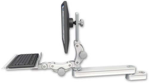 AccessMount™ Long single arm T2 Paralink LCD arm mount for a 2" pole with a 12" paralink keyboard tray