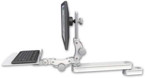 AccessMount™ Long single arm T2 Paralink LCD arm mount for a 2" pole with a 12" flat paralink keyboard tray