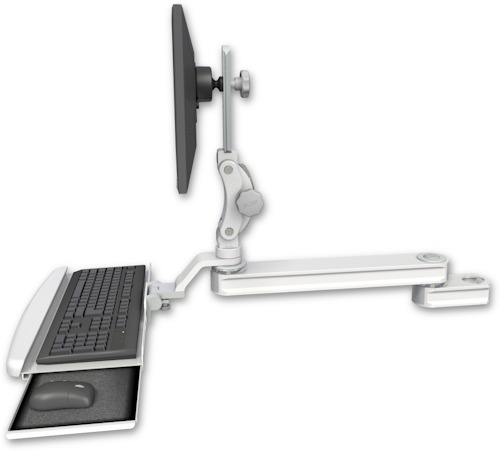 AccessMount™ Long single arm T2 Paralink LCD arm mount for a 2" pole with a wrist-rest keyboard tray