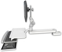 AccessMount™ Long single arm T2 Paralink LCD arm mount for a 2" pole with a work surface tray and slide-out keyboard tray