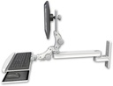 AccessMount™ Long single arm T2 Paralink LCD arm wall mount with a paralink keyboard tray w/ wrist rest bend