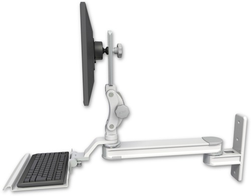 AccessMount™ Long single arm T2 Paralink LCD arm wall mount with a 12" keyboard tray