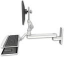 AccessMount™ Long single arm T2 Paralink LCD arm wall mount with a wrist-rest keyboard tray