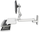 AccessMount™ Long single arm T2 Paralink LCD arm wall mount with a work surface tray and slide-out keyboard tray