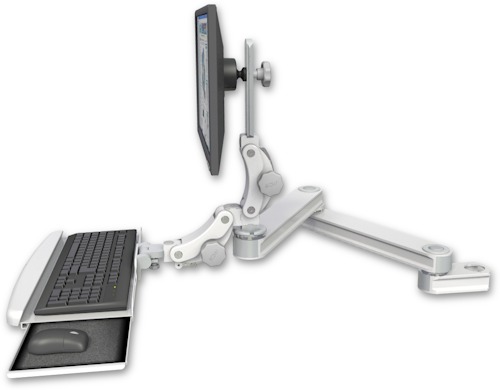 AccessMount™ Long T2 Paralink LCD arm mount for a 2" pole with a paralink keyboard tray w/ wrist rest bend
