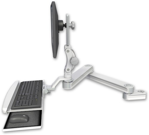 AccessMount™ Long T2 Paralink LCD arm mount for a 2" pole with a wrist-rest keyboard tray