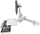AccessMount™ Long T2 Paralink LCD arm mount for a 2" pole with a work surface tray and slide-out keyboard tray