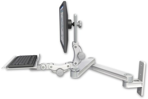 AccessMount™ Long T2 Paralink LCD arm wall mount with a 12" paralink keyboard tray