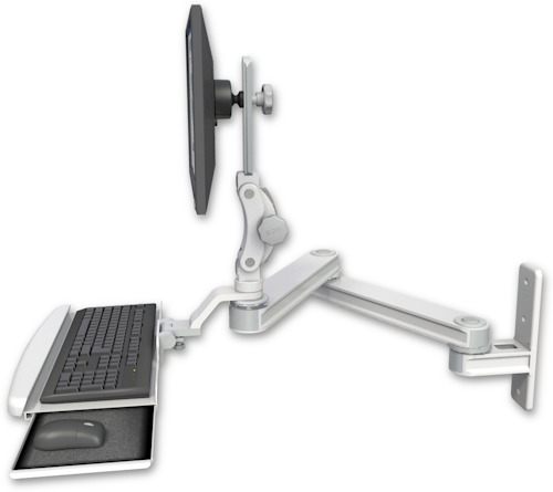 AccessMount™ Long T2 Paralink LCD arm wall mount with a wrist-rest keyboard tray
