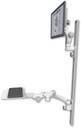 AccessMount™ Ultra 550 LCD mount on a 50" wall track with separate arms, a 12" flat paralink keyboard tray, and a 20" double-arm