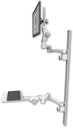 AccessMount™ Ultra 550 LCD mount on a 50" wall track with separate arms, a 12" flat paralink keyboard tray, and two 20" double-arms