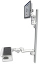 AccessMount™ Ultra 550 LCD mount on a 50" wall track with separate arms, a paralink keyboard tray w/ wrist rest bend, and an 11" arm