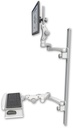AccessMount™ Ultra 550 LCD mount on a 50" wall track with separate arms, a paralink keyboard tray w/ wrist rest bend, and two 20" double-arms