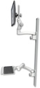 AccessMount™ Ultra 550 LCD mount on a 50" wall track with separate arms, a 12" keyboard tray, and an 11" arm and 20" double-arm
