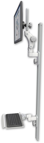 AccessMount™ Ultra 550 LCD mount on a 50" wall track with separate arms and a 12" keyboard tray