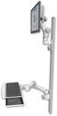 AccessMount™ Ultra 550 LCD mount on a 50" wall track with separate arms, a wrist-rest keyboard tray, and a 20" double-arm