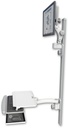 AccessMount™ Ultra 550 LCD mount on a 50" wall track with separate arms, a work surface tray and slide-out keyboard tray, and an 11" arm