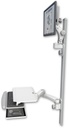 AccessMount™ Ultra 550 LCD mount on a 50" wall track with separate arms, a work surface tray and slide-out keyboard tray, and a 20" double-arm
