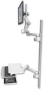 AccessMount™ Ultra 550 LCD mount on a 50" wall track with separate arms, a work surface tray and slide-out keyboard tray, and two 20" double-arms