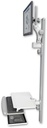 AccessMount™ Ultra 550 LCD mount on a 50" wall track with separate arms and a work surface tray and slide-out keyboard tray
