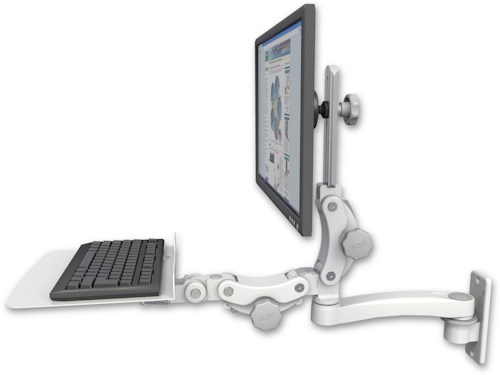 AccessMount™ Ultra 550 LCD wall mount with a 12" flat paralink keyboard tray and an 11" arm
