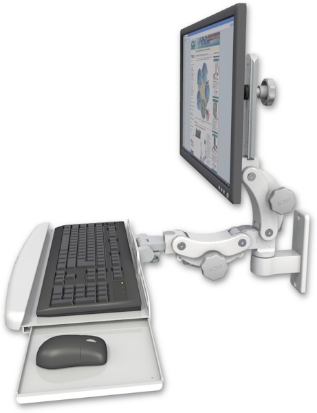 AccessMount™ Ultra 550 LCD wall mount with a paralink keyboard tray w/ wrist rest bend