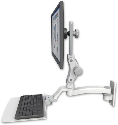 AccessMount™ Ultra 550 LCD wall mount with a 12" flat keyboard tray and an 11" arm